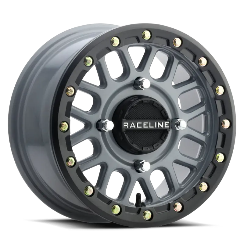Raceline A93sg Podium 14X7in/4X156 Bp/10Mm Offset/132.5Mm Bore - Grey & Black Ring Beadlock Wheel 1