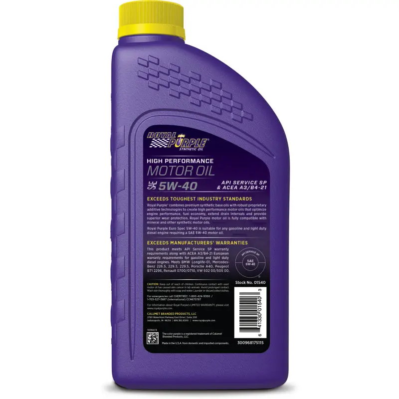 Royal Purple Premium Synthetic High Performance Euro Formula 5W-40 Motor Oil - 1 Quart 1