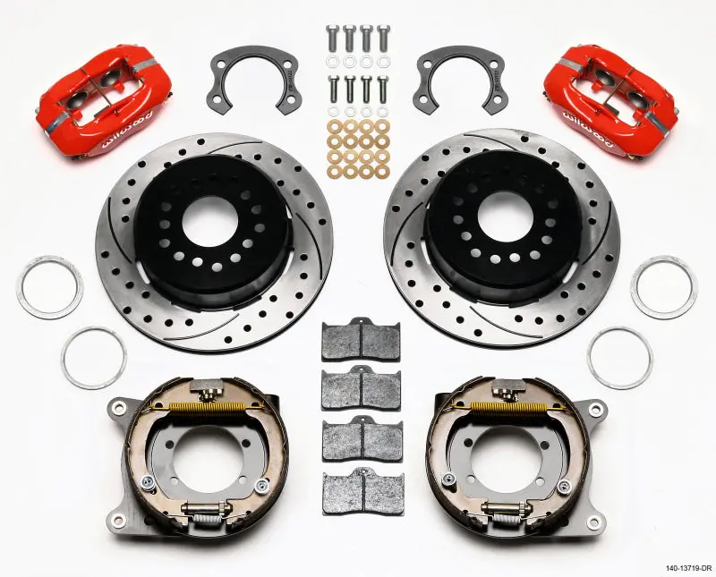 Wilwood Forged Dynalite P/S Park Brake Kit Drilled Red Ford 8.8 Special W/2.50In Offset-5 Lug 1