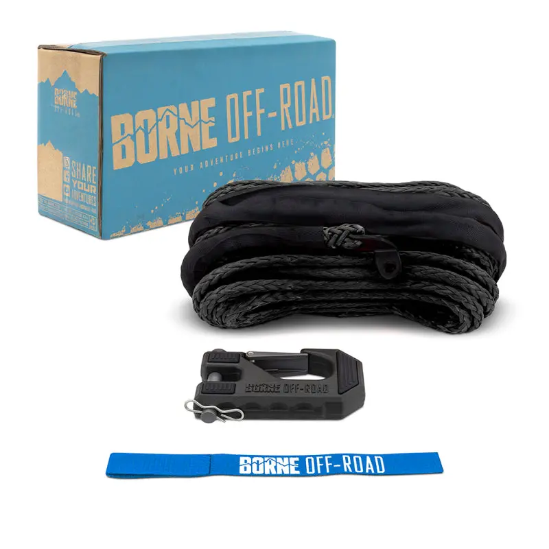 Borne Off-Road Winch Hook - 3/8In Rope - Hand Strap - Black 1