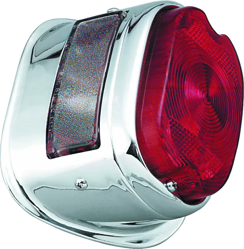 Bikers Choice 56-72 Big Twin & Xl Chrome Taillight W/Red Lens & Top License Light Repl H-D 68010-64B 1