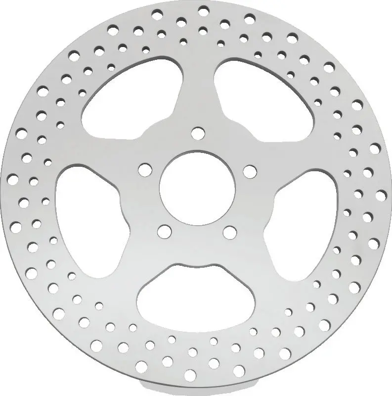 Bikers Choice 00-17 Big Twin 11.5 Inch Polished Frt 5 Spoke Drilled Stnless Rotor Repl H-D 44156-00 1