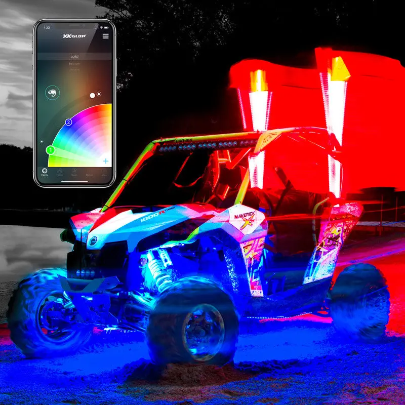 Xk Glow Xkchrome Advanced App Control Led Whip Light Kit For 4X4 Offroad Utv Atv 1X 48In 2Nd Gen 1