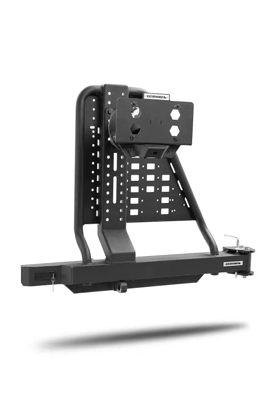 Go Rhino Swing-A-Way Hitch Mounted Tire Carrier (Lic. Plate Lights Not Included) - Textured Black 1