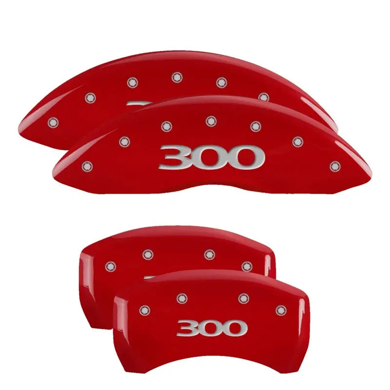 Mgp 4 Caliper Covers Engraved Front & Rear 300 Red Finish Silver Ch 1