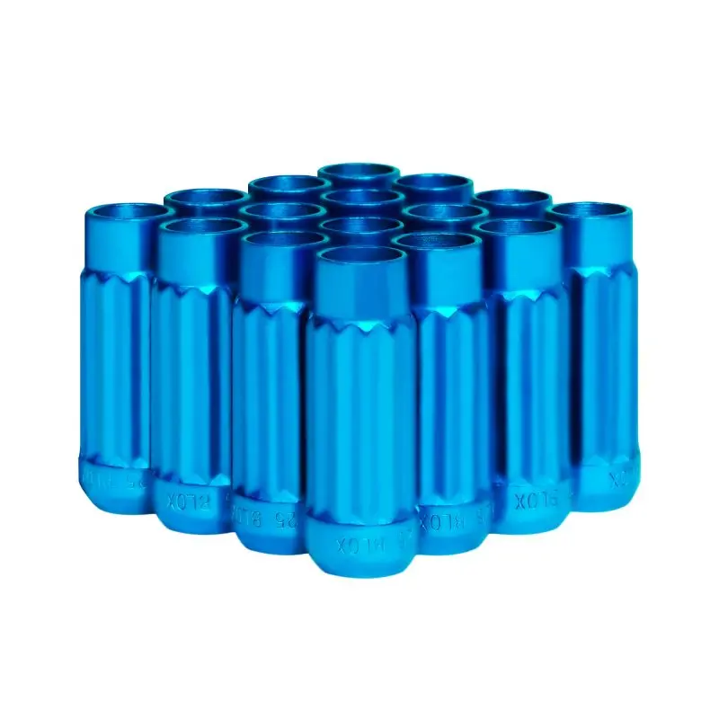 Blox Racing Tuner 12P17 Steel Lug Nuts - Blue 12X1.25 Set Of 16 12-Sided 17Mm 1