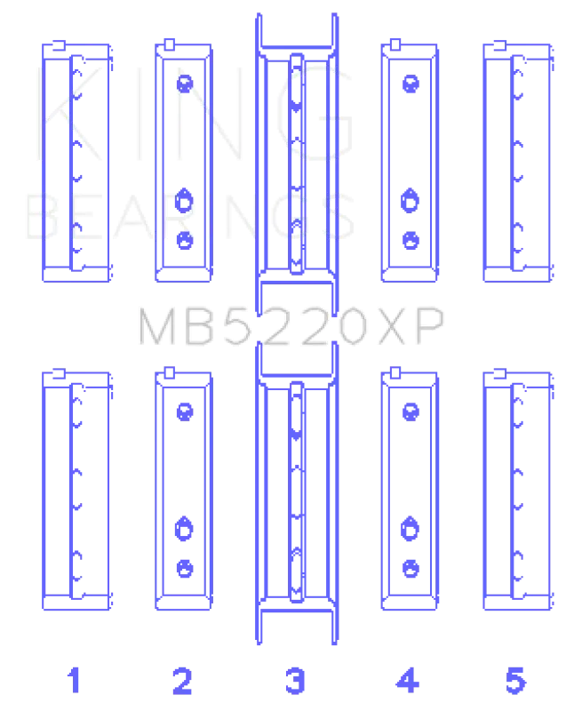 King Subaru Wrx/Sti Ej20 Ej22 Ej25 Flange #3 Position Performance Main Bearing Set - Size Stdx 1
