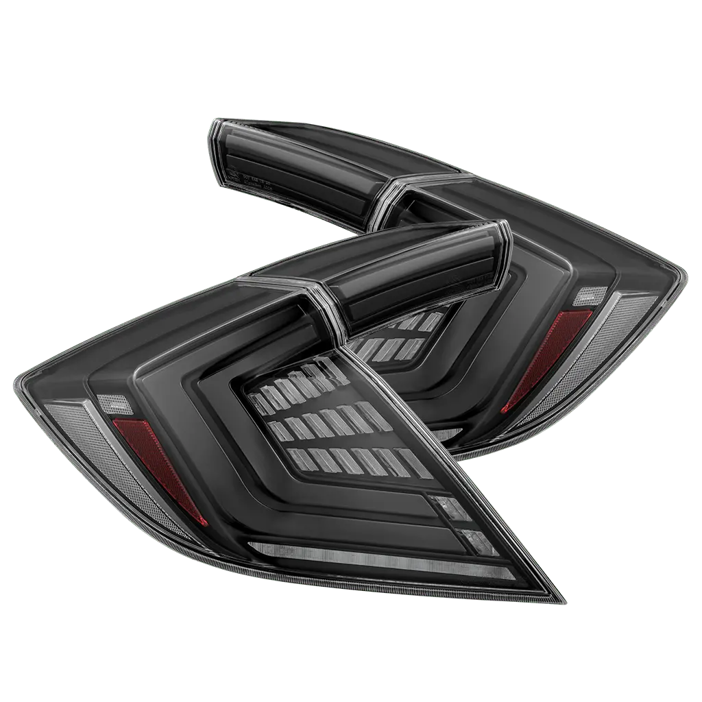 16-21 Honda Civic Hatchback Nova-Series Prismatic Led Tail Lights Alpha-Black 1