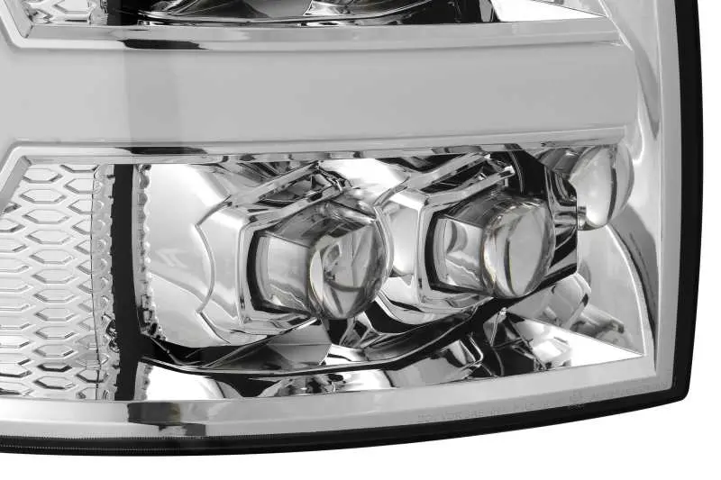 Alpharex 07-13 Chevy 1500Hd Nova Led Proj Headlights Plank Style Chrm W/Activ Light/Seq Signal 1
