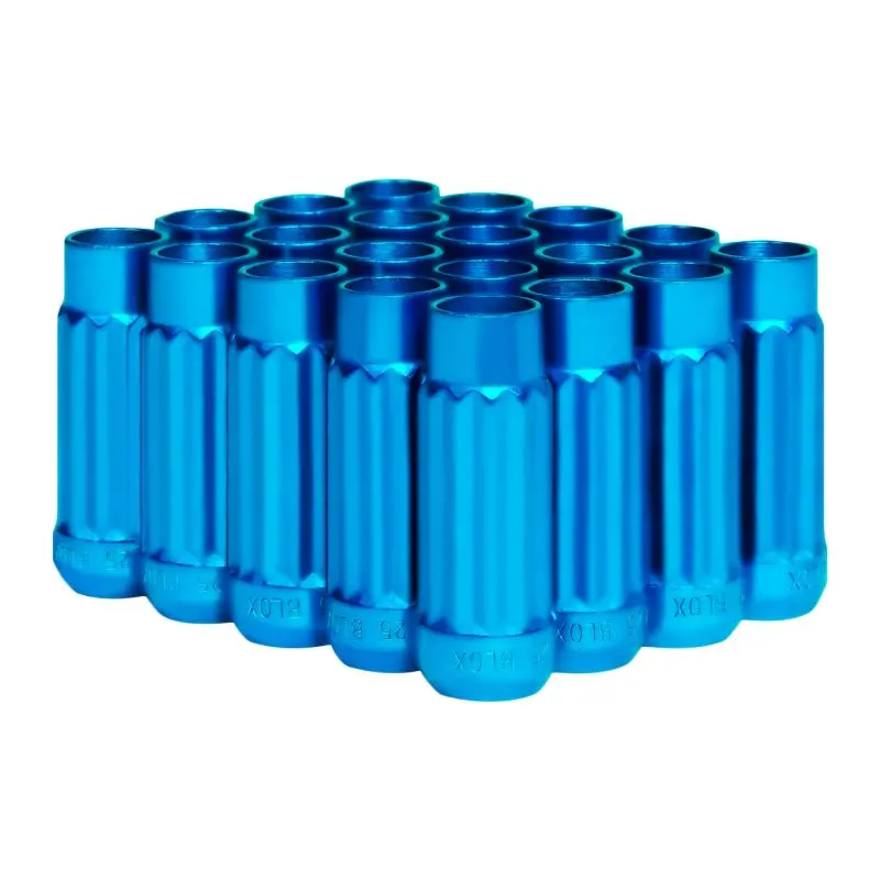 Blox Racing Tuner 12P17 Steel Lug Nuts - Blue 12X1.25 Set Of 20 12-Sided 17Mm 1