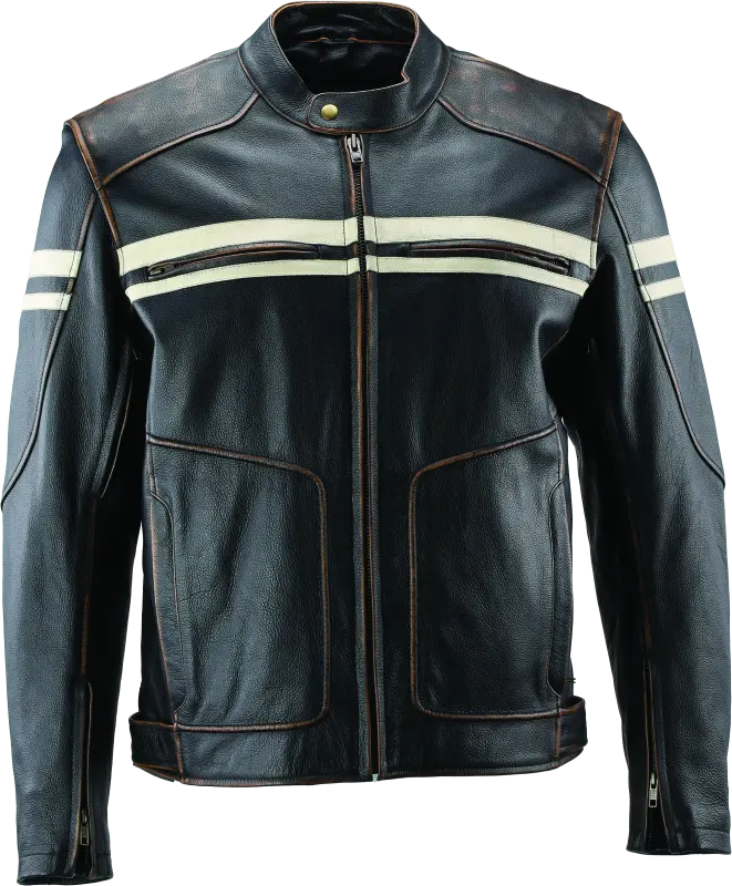 River Road Hoodlum Vintage Leather Jacket Black - Large 1