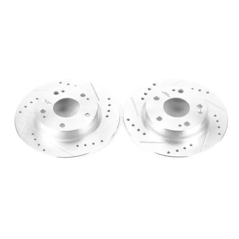 Power Stop Evolution Rear Drilled & Slotted Rotors (Pair) For 2016-2021 Non-Si Civic [Fc1/Fc2/Fc3/Fc4/Fk7] 1