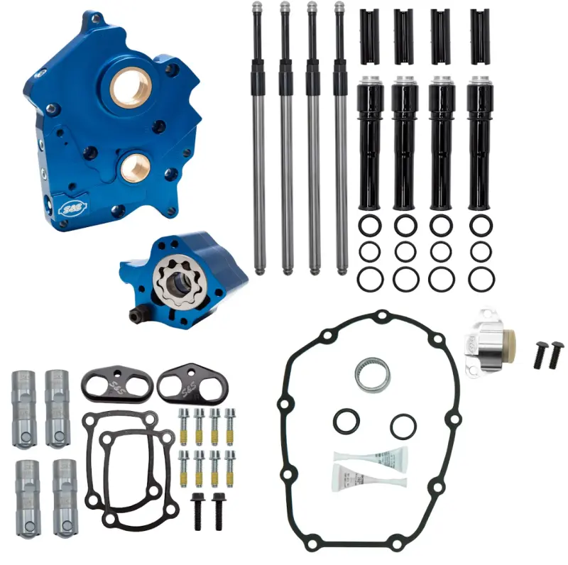 S&S Cycle 2017+ M8 Water Cooled Models Cam Chest Kit W/O Cam - Black Pushrod Tubes & Chain Tensioner 1