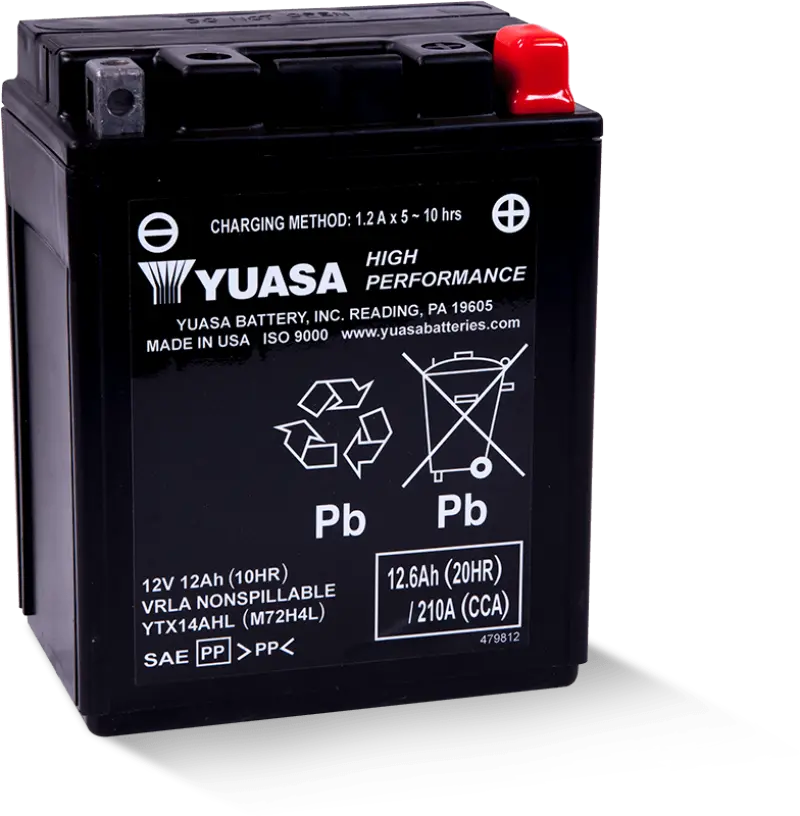 Yuasa Ytx14ahl Maintenance Free Agm 12-Volt Battery 1