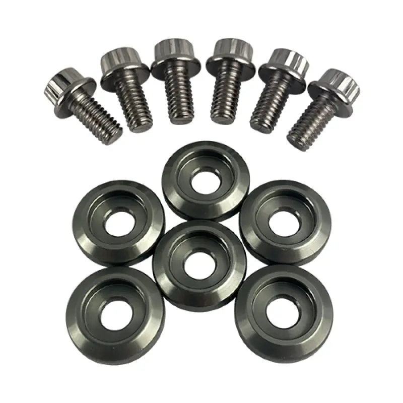 Blox Racing New Fender Washers Kit M6 12Pt - 6Pc Large Diameter Gun Metal 1