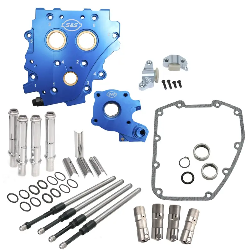 S&S Cycle 2006 Dyna Chain Drive Cam Chest Kit W/O Cam - Chrome Pushrod Tubes & Chain Tensioner 1