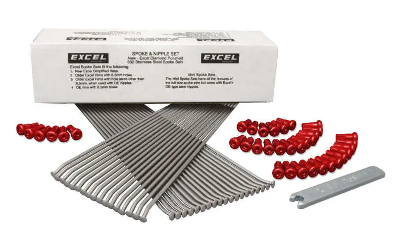 Excel Rear Spoke/Red Nipple Set (W/ Wrench) - 8 Gauge / 36 Qty - Red 1