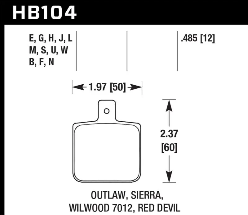 Hawk Wilwood Dl Single Outlaw W/0.156In Center Hole Dtc-30 Race Pads 1