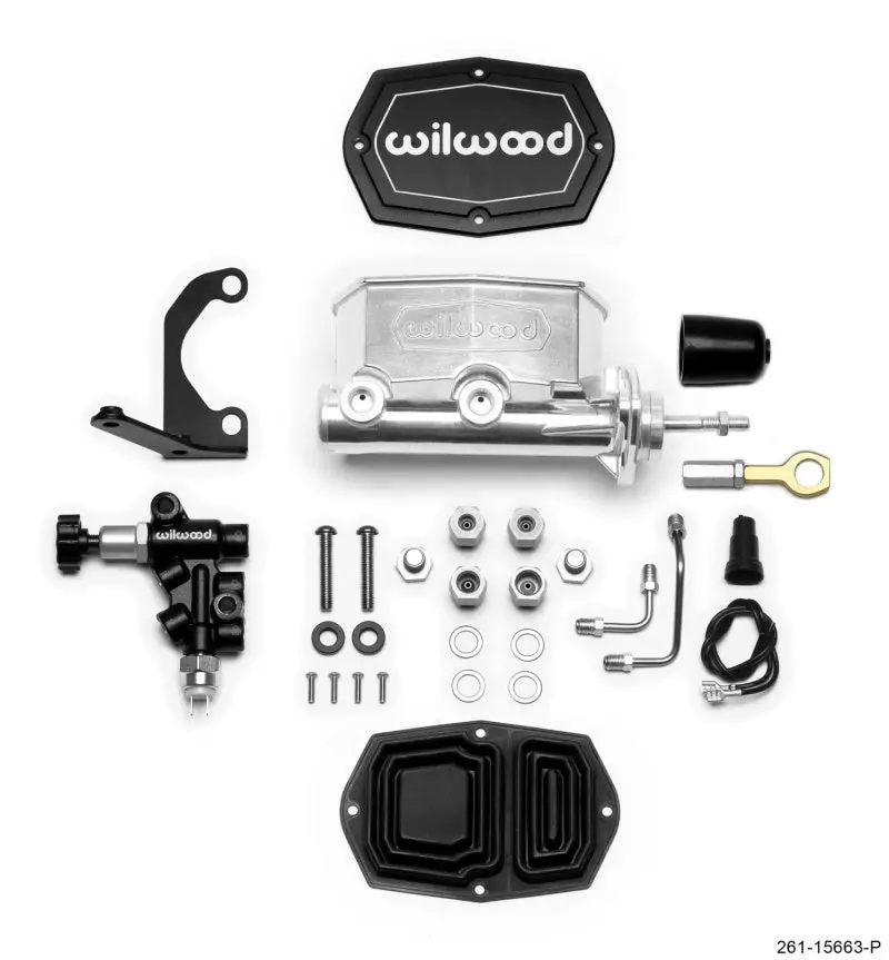 Wilwood Compact Tandem M/C - 7/8In Bore W/Rh Bracket And Valve (Mustang Pushrod) - Ball Burnished 1