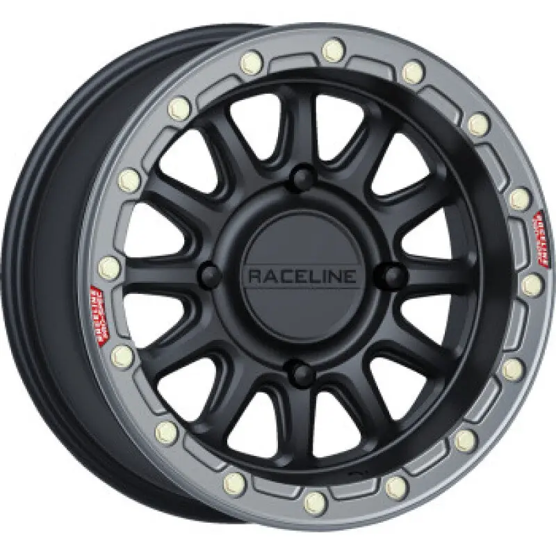 Raceline A14bg Alpha 15X7in/4X137 Bp/10Mm Offset/110.18Mm Bore- Black & Gunmetal Ring Beadlock Wheel 1