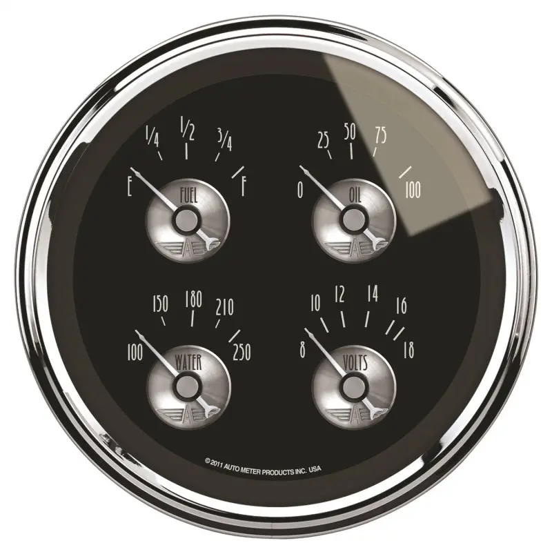 Autometer Gauge Quad 5In. 0 Ohm(E) To 90 Ohm(F) Elec Prestige Blk. Diamond 1
