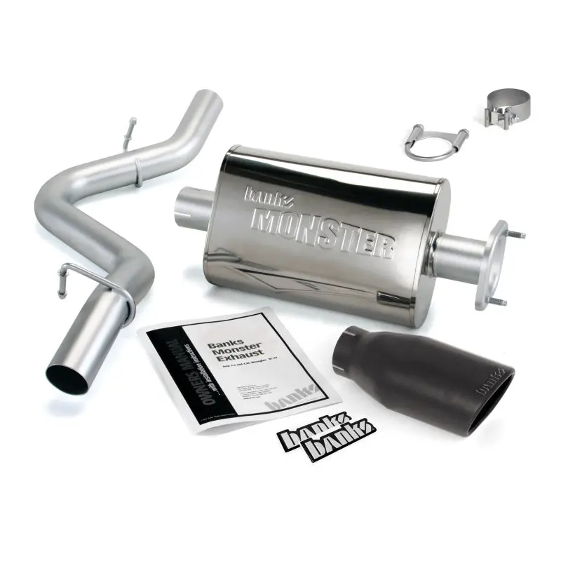 Banks Power 04-06 Jeep 4.0L Wrangler Monster Exhaust System - Ss Single Exhaust W/ Black Tip 1