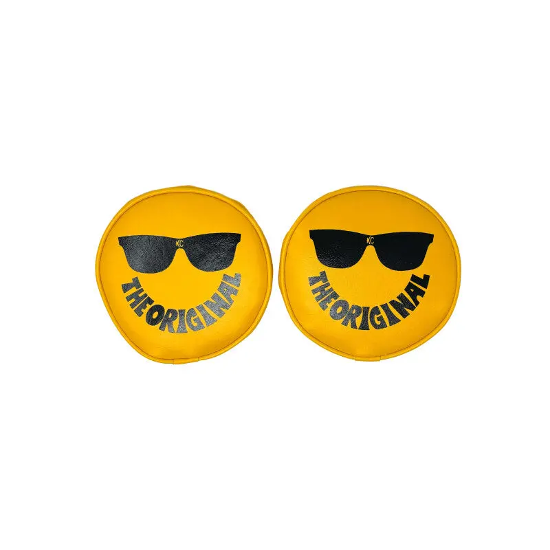 Kc Hilites Retro 6In Round Yellow Vinyl Light Cover W/ Black Kc Sunglasses Logo 1