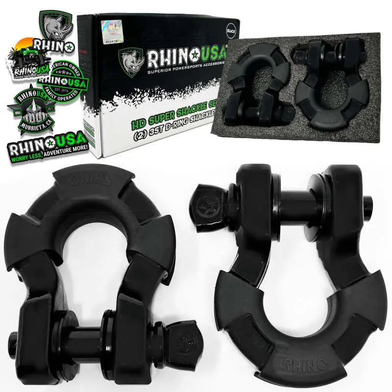 Rhino Usa 8T Super Shackle 2-Pack (Matte Black) 1