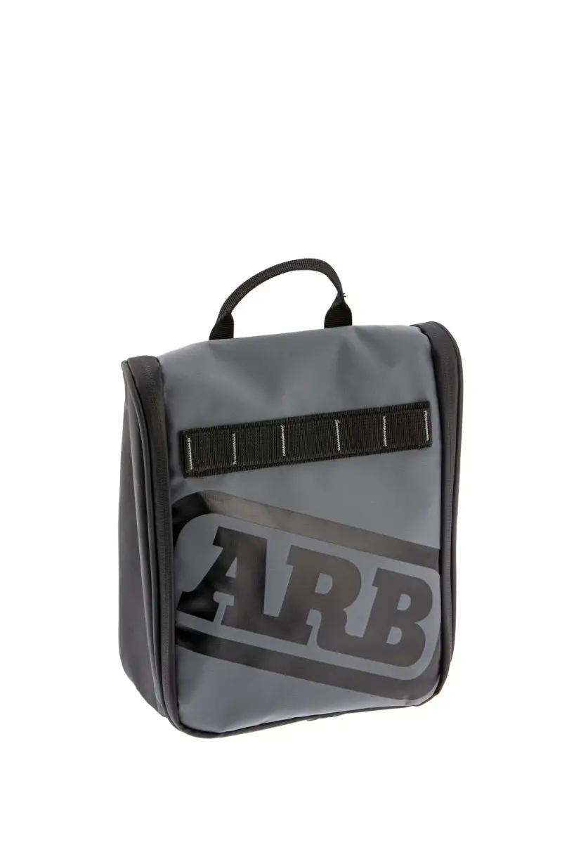 Arb Toiletries Bag Charcoal Finish W/ Red Highlights Pvc Outer Shell Mesh Pockets Mirror 1