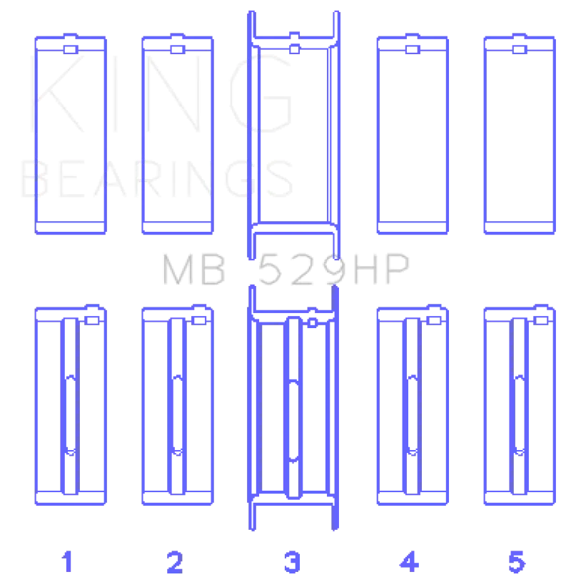 King Engine Bearings Ford 260Ci/289Ci/302 5.0L Windsor (0.010 Size) Main Bearing Set 1