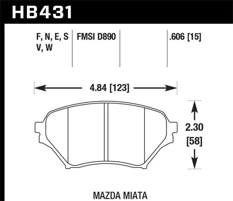 Hawk 01-05 Mazda Miata Hps 5.0 Front Brake Pads 1