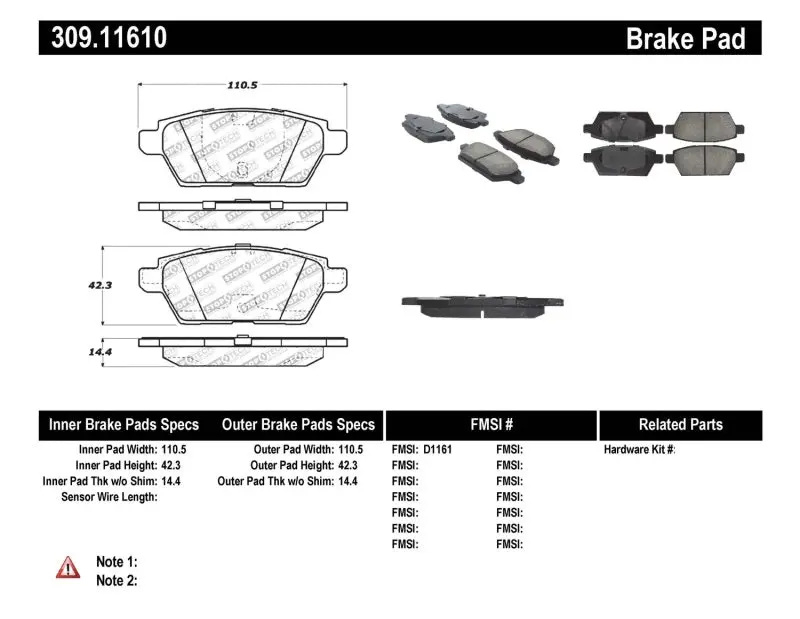 Stoptech Performance 06-07 Mazdaspeed 6 Rear Brake Pads 1