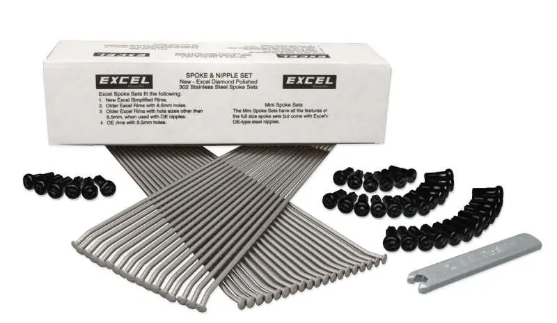 Excel Front Spoke/Black Nipple Set (W/ Wrench) - 9 Gauge / 36 Qty - Black 1