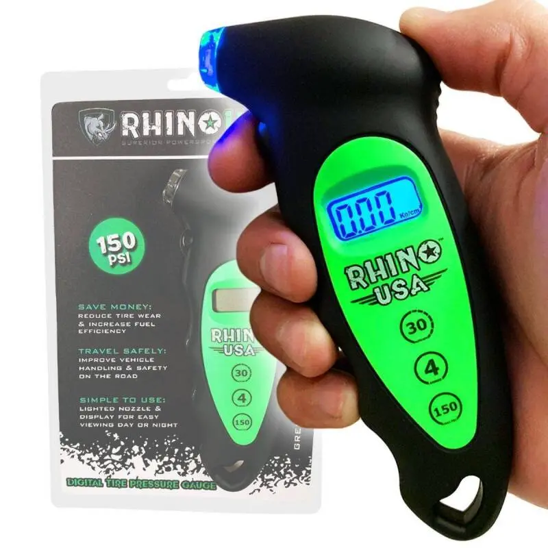Rhino Usa Digital Tire Pressure Gauge 150 Psi (Green) 1
