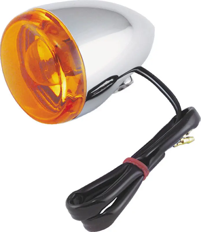Bikers Choice Chrome Bullet Rear Turn Signal Single Filament Amber Replaces 67104-83 68977-00 1