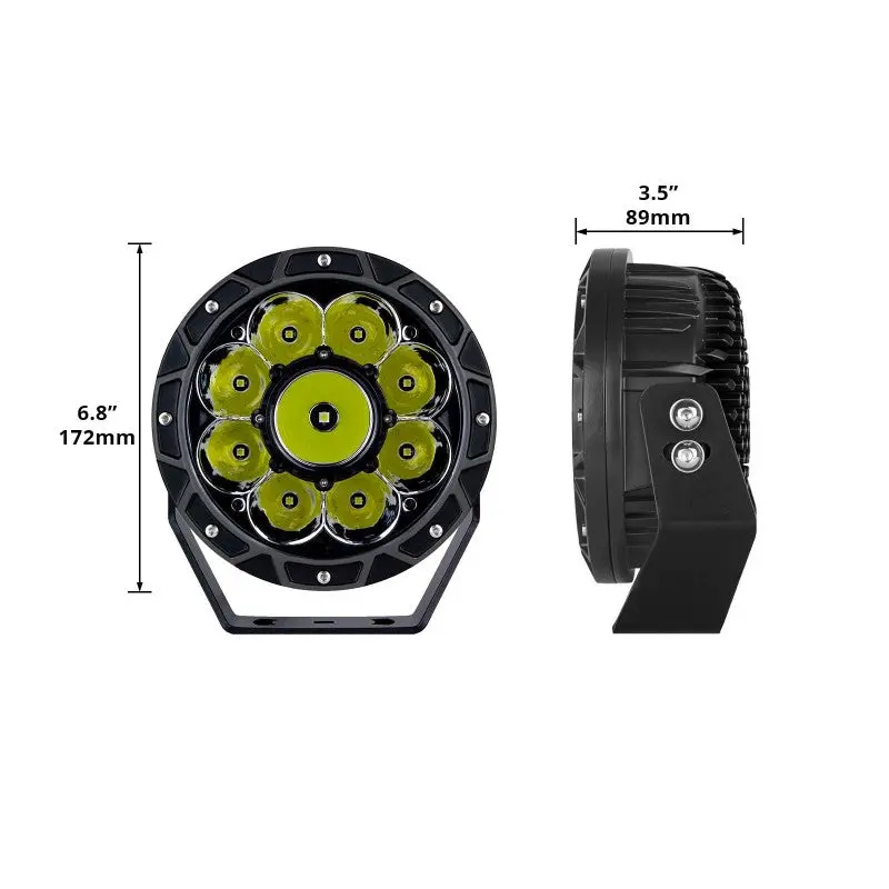Xk Glow Combo Beam Offroad Round Work Light Kit 2Pc 7In 44W 1