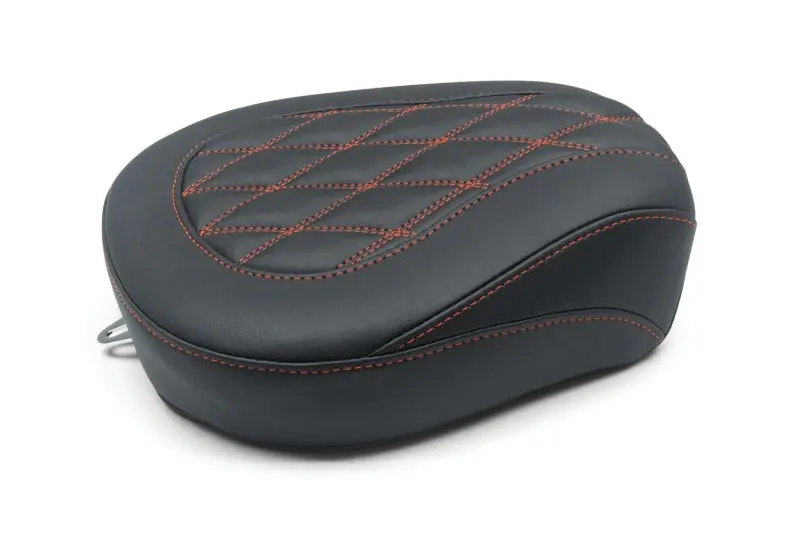 Mustang 08-21 Harley Wide Tripper Fl Touring Passenger Seat W/Red Diamond Stitch - Black 1