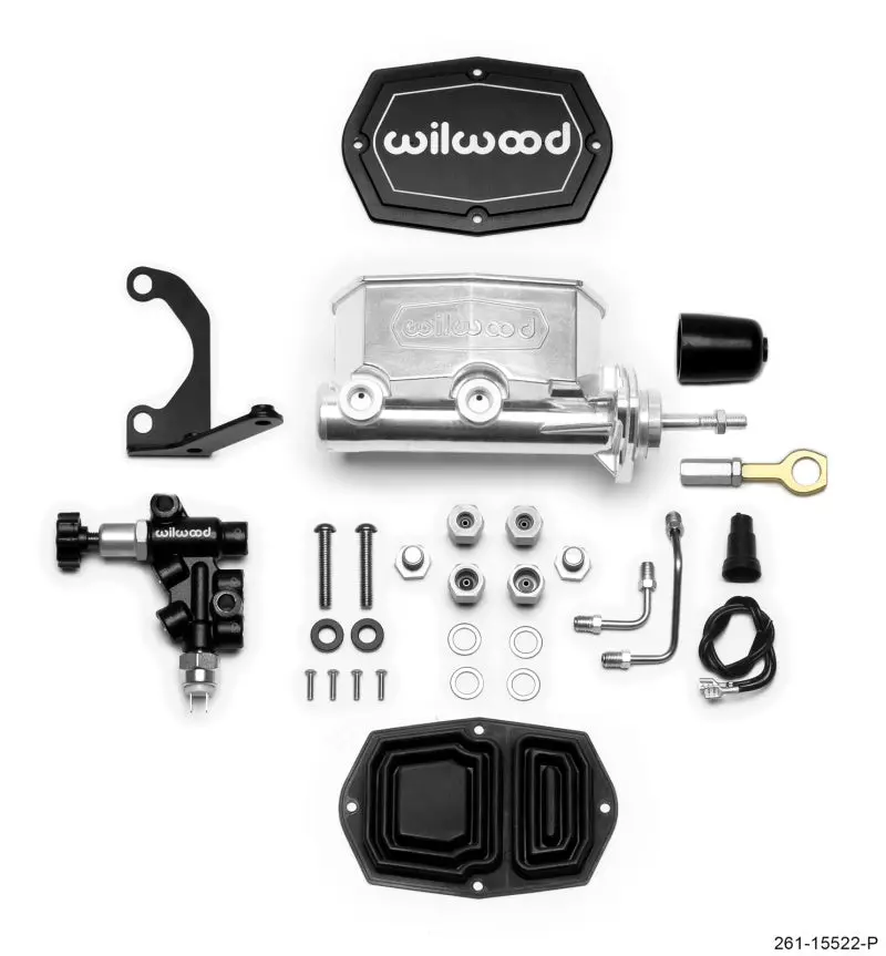 Wilwood Compact Tandem M/C - 7/8In Bore W/Bracket And Valve Fits Mustang (Pushrod) - Ball Burnished 1