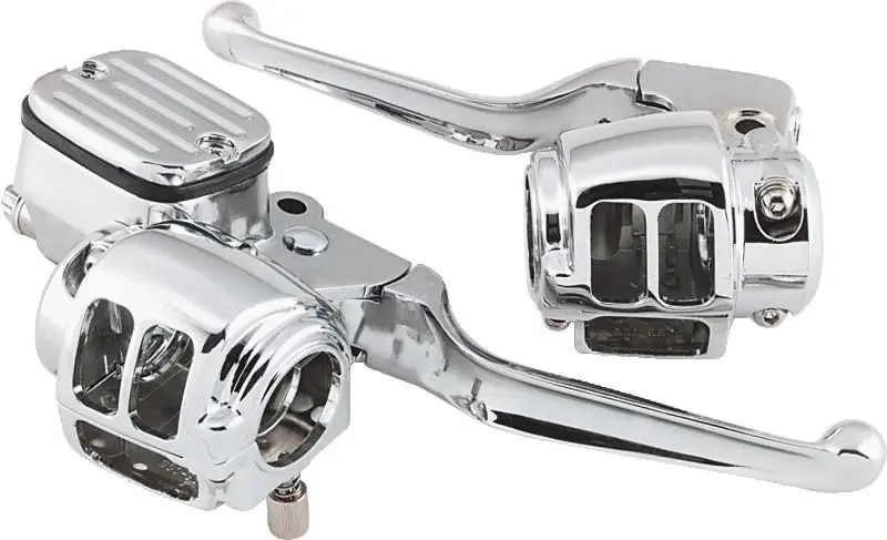 Bikers Choice 96-06 Big Twin 96-03 Xl With 11/16 Bore Master Cylinder Chrome Handlebar Control Kit 1