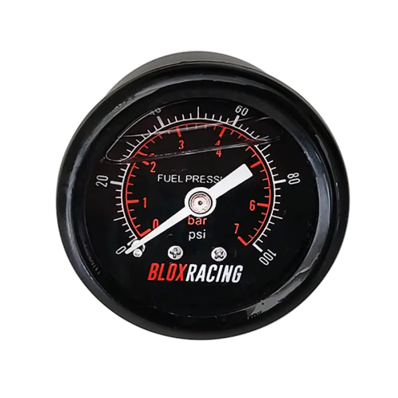 Blox Racing Liquid-Filled Fuel Pressure Gauge 0-100Psi (Black Face) 1