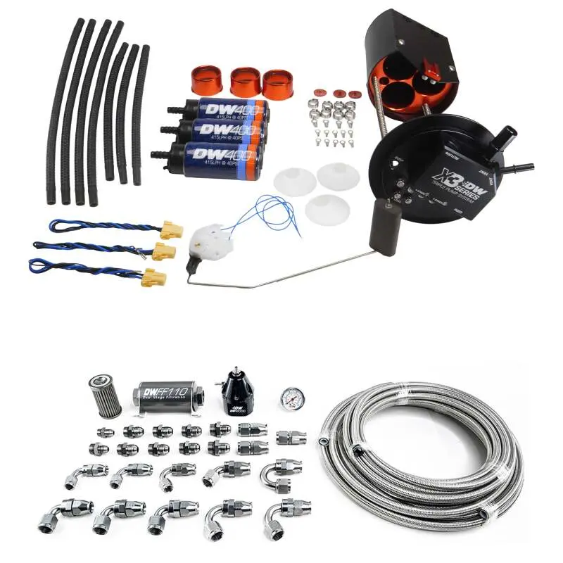 Deatschwerks 05-18 Gm Truck X3 Module With Dw400 Pumps And Ptfe 8An Plumbing Kit 1