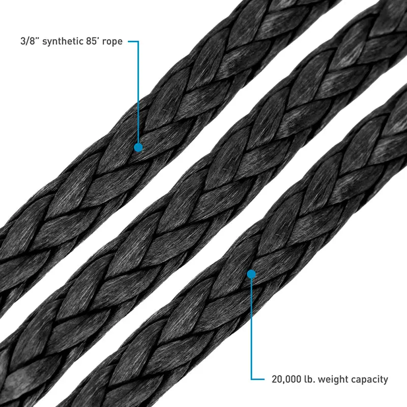 Borne Off-Road Synthetic Rope - 3/8In X 85Ft - Black 1