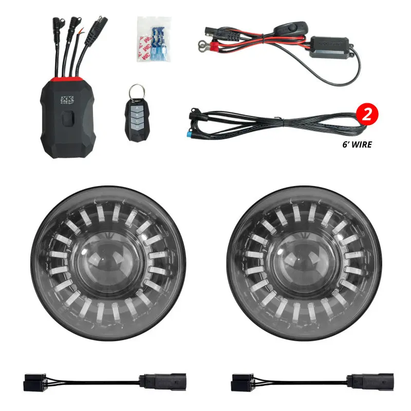 Xk Glow 2019+ Jeep Wrangler Jl/Jt 7In Headlight Xkmax Rgbw Kit W/ Mnt Brkt App Cntrl 2Pc 1