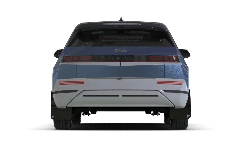 Rally Armor 22-24 Hyundai Ioniq 5 Black Ur Mud Flap Light Blue Battery Logo 2