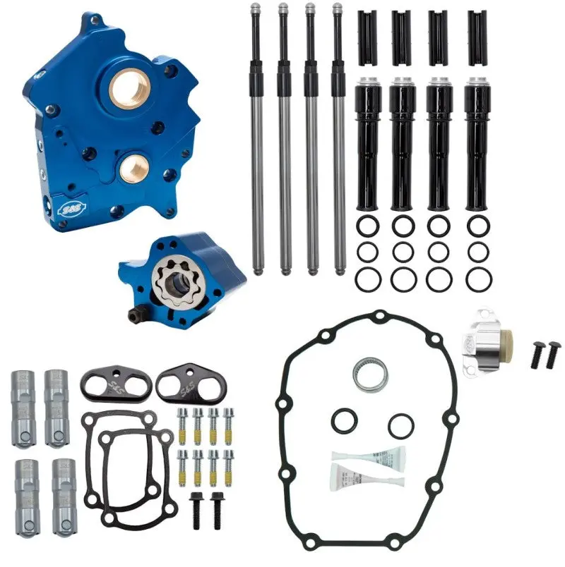 S&S Cycle 2017+ M8 Oil Cooled Models Cam Chest Kit W/O Cam - Black Pushrod Tubes & Chain Tensioner 1