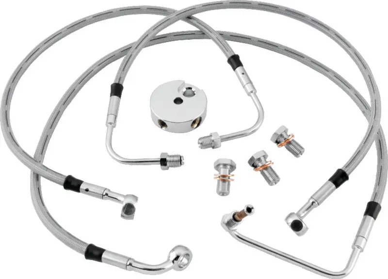 Twin Power 08-13 Flhr Flht Flt Non Abs Models Stainless Steel Dot Brake Line Kit Front +6 In Length 1