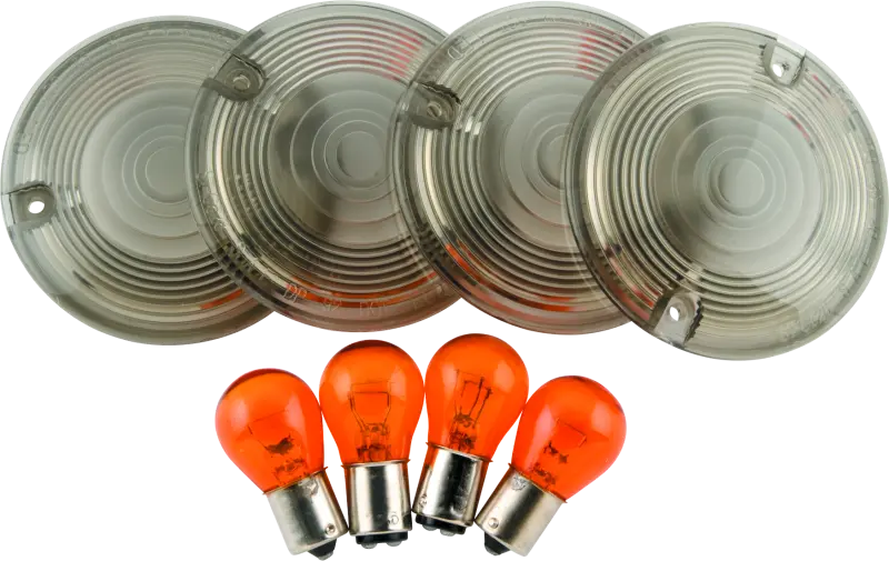 Bikers Choice 86-17 H-D Models Smoked Turn Signal Flat Lens/Amber Bulb Kit H-D 69308-02 1