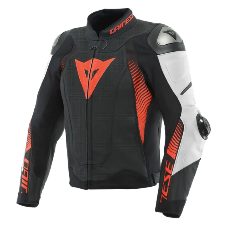 Dainese Super Speed 4 Leather Jacket Perforated Matte Black/White/Fluorescent Red Size - 48 1