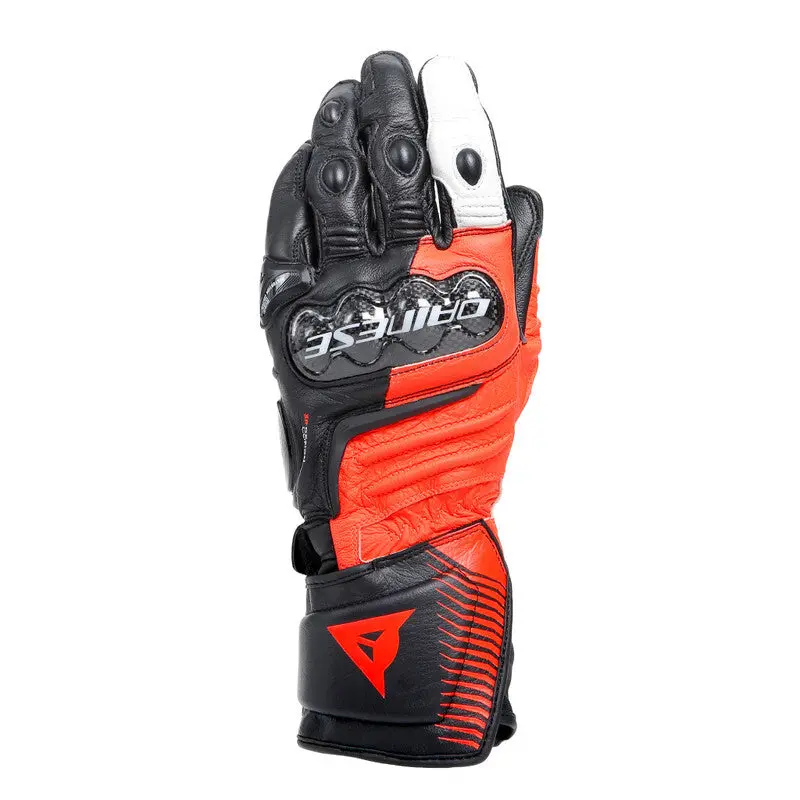 Dainese Carbon 4 Long Leather Gloves Black/Fluorescent-Red/White - Large 1