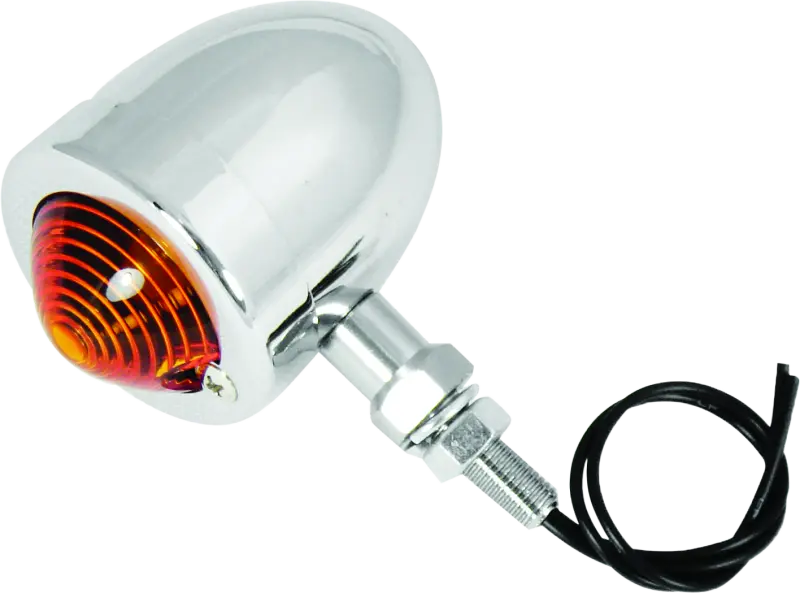 Bikers Choice Chrome Bullet Lite With Amber Lens 2 Inch Diameter Dual Filament Custom Stud Mount 1